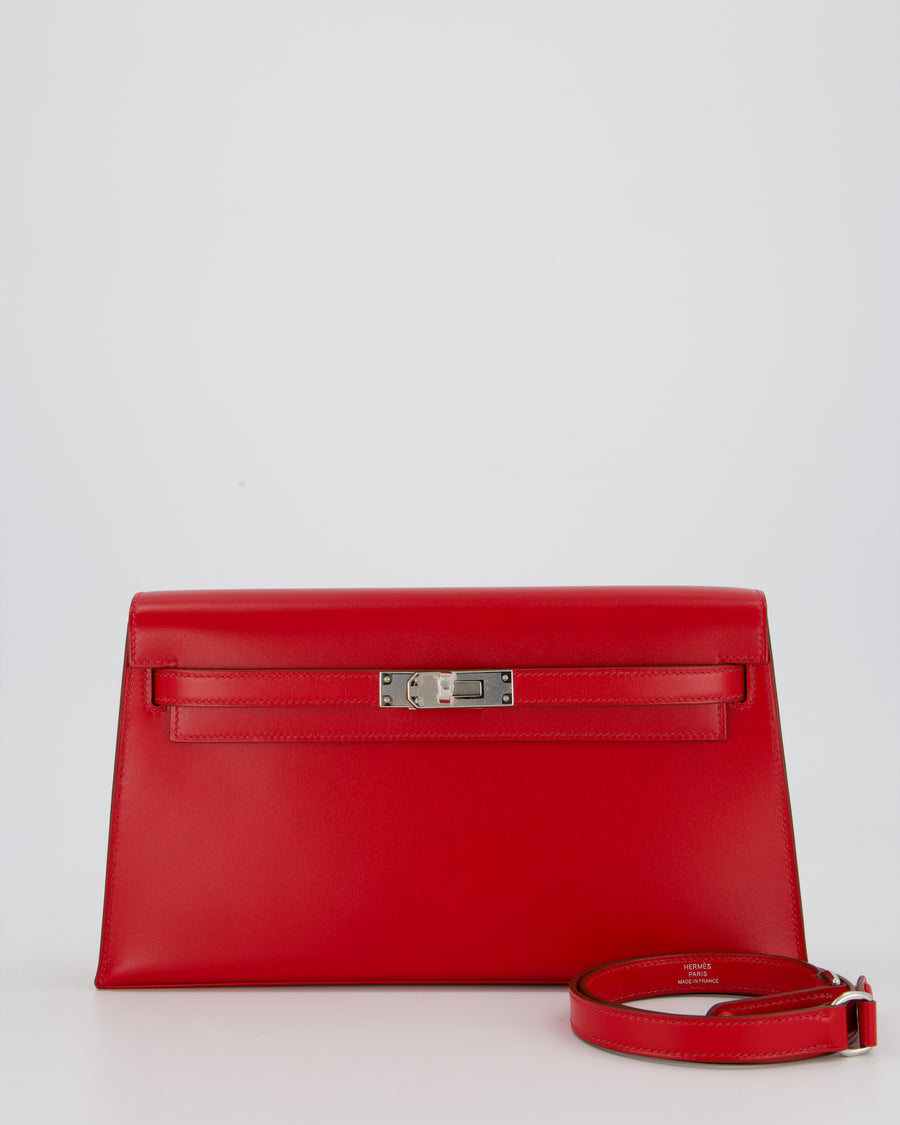 Hermès Kelly Elan Bag in Rouge Casaque Box Leather with Palladium Hardware