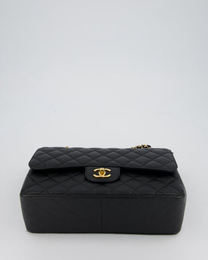 Chanel Black Jumbo Classic Double Flap Bag in Caviar Leather with Gold Hardware