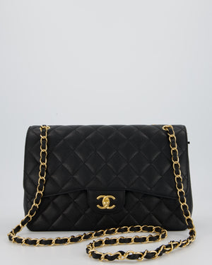 Chanel Black Jumbo Classic Double Flap Bag in Caviar Leather with Gold Hardware