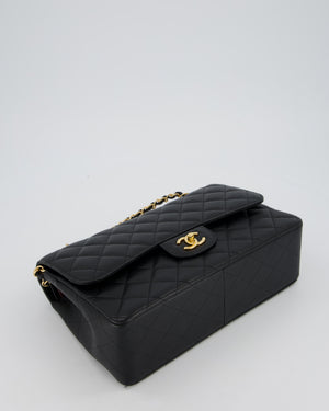 Chanel Black Jumbo Classic Double Flap Bag in Caviar Leather with Gold Hardware