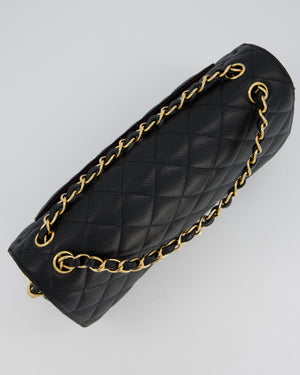 Chanel Black Jumbo Classic Double Flap Bag in Caviar Leather with Gold Hardware