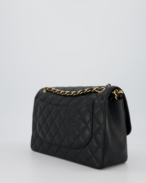 Chanel Black Jumbo Classic Double Flap Bag in Caviar Leather with Gold Hardware
