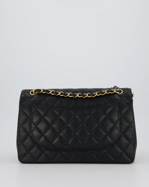 Chanel Black Jumbo Classic Double Flap Bag in Caviar Leather with Gold Hardware