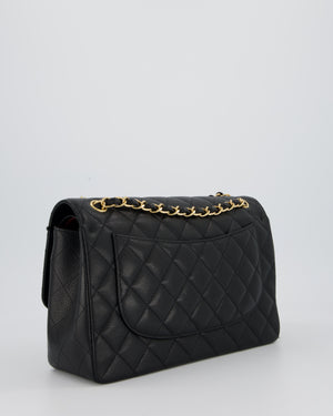 Chanel Black Jumbo Classic Double Flap Bag in Caviar Leather with Gold Hardware