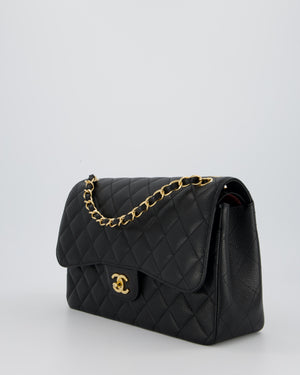 Chanel Black Jumbo Classic Double Flap Bag in Caviar Leather with Gold Hardware
