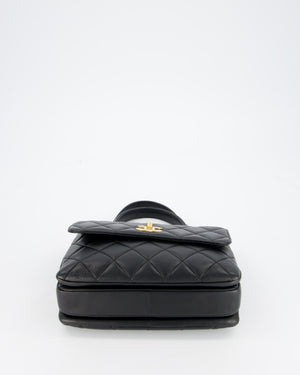 Chanel Black Small Trendy CC Top Handle Flap Bag in Quilted Lambskin Leather with Gold Hardware