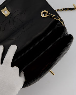 Chanel Black Small Trendy CC Top Handle Flap Bag in Quilted Lambskin Leather with Gold Hardware