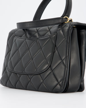 Chanel Black Small Trendy CC Top Handle Flap Bag in Quilted Lambskin Leather with Gold Hardware