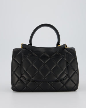 Chanel Black Small Trendy CC Top Handle Flap Bag in Quilted Lambskin Leather with Gold Hardware