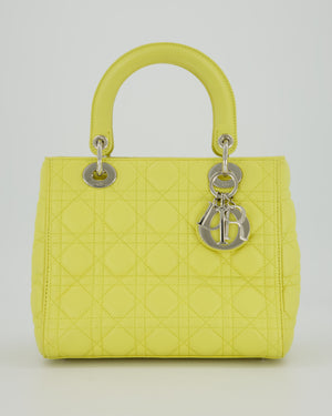 Christian Dior Medium Lady Dior Bag in Lime Lambskin Leather With Silver Hardware