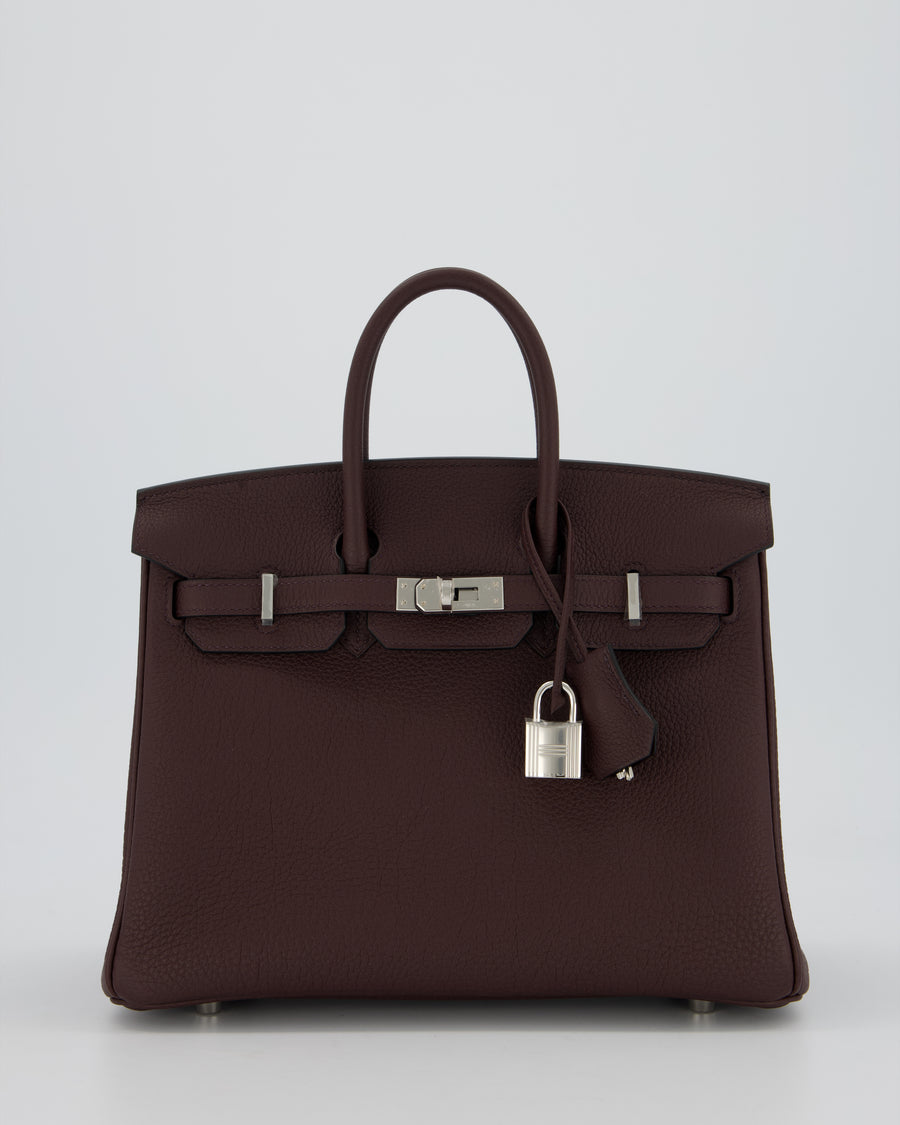 *HOT* Hermès Birkin 25 Retourne Bag in Rouge Sellier Togo Leather with Palladium Hardware