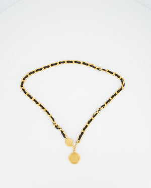 Chanel Vintage 24K Gold and Black Lambskin Leather Medallion Belt