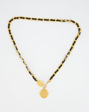 Chanel Vintage 24K Gold and Black Lambskin Leather Medallion Belt