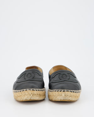 *FIRE PRICE* Chanel Black Leather Espadrilles CC Logo Size EU 37