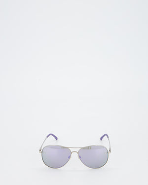 Chanel Silver and Purple Pilot CH4189TQ Sunglasses with CC Logo Detail