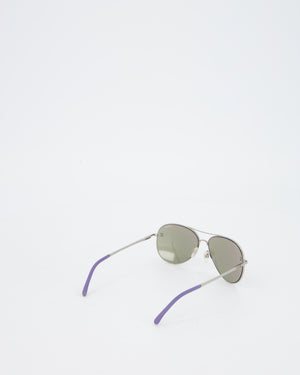 Chanel Silver and Purple Pilot CH4189TQ Sunglasses with CC Logo Detail