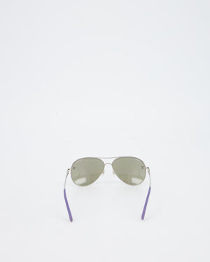 Chanel Silver and Purple Pilot CH4189TQ Sunglasses with CC Logo Detail