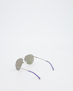 Chanel Silver and Purple Pilot CH4189TQ Sunglasses with CC Logo Detail