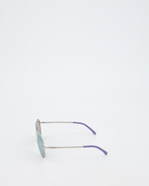 Chanel Silver and Purple Pilot CH4189TQ Sunglasses with CC Logo Detail