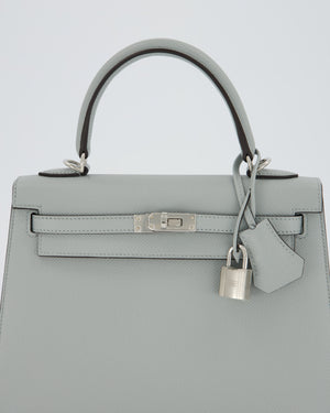*RARE* Hermès Kelly 25 Sellier Bag in Bleu Glacier Epsom Leather with Palladium Hardware