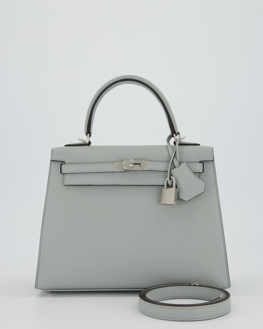 *RARE* Hermès Kelly 25 Sellier Bag in Bleu Glacier Epsom Leather with Palladium Hardware