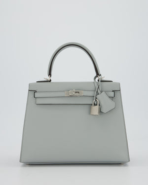 *RARE* Hermès Kelly 25 Sellier Bag in Bleu Glacier Epsom Leather with Palladium Hardware