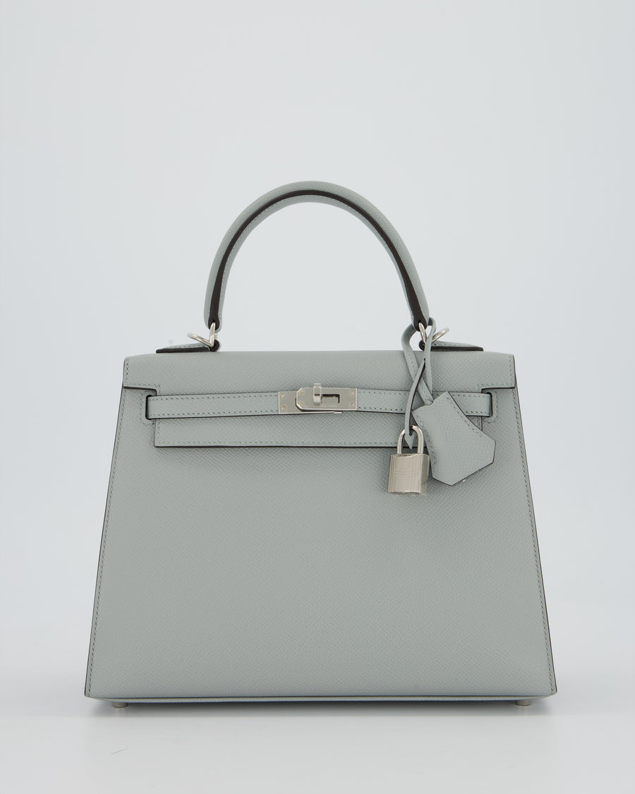 *RARE* Hermès Kelly 25 Sellier Bag in Bleu Glacier Epsom Leather with Palladium Hardware