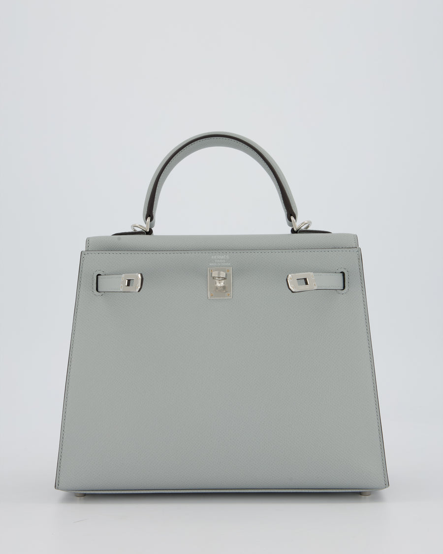 *RARE* Hermès Kelly 25 Sellier Bag in Bleu Glacier Epsom Leather with Palladium Hardware