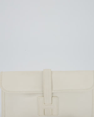 Hermès Jige Elan 29cm Clutch Bag in Blanc Evergrain Leather