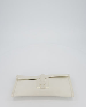 Hermès Jige Elan 29cm Clutch Bag in Blanc Evergrain Leather