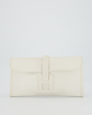 Hermès Jige Elan 29cm Clutch Bag in Blanc Evergrain Leather
