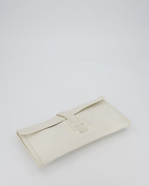 Hermès Jige Elan 29cm Clutch Bag in Blanc Evergrain Leather