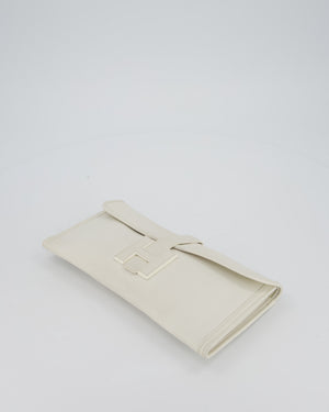 Hermès Jige Elan 29cm Clutch Bag in Blanc Evergrain Leather