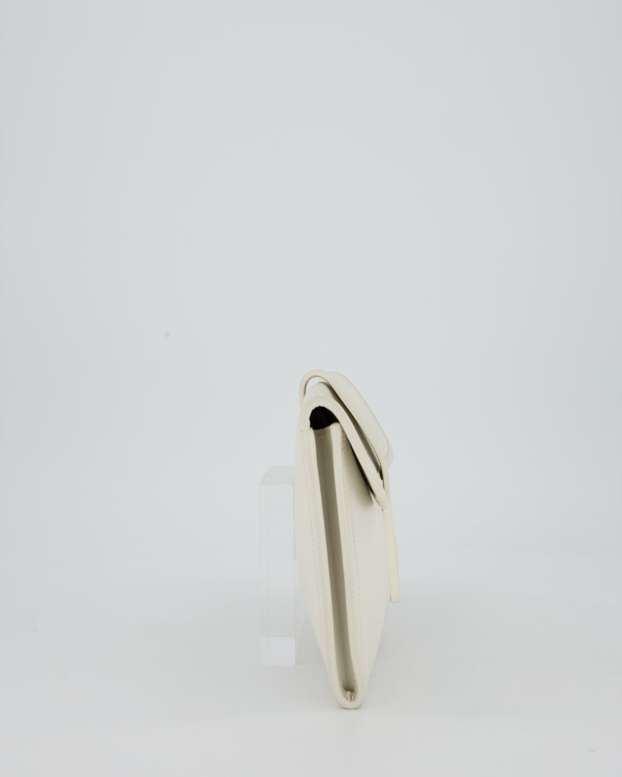 Hermès Jige Elan 29cm Clutch Bag in Blanc Evergrain Leather