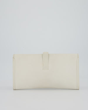 Hermès Jige Elan 29cm Clutch Bag in Blanc Evergrain Leather