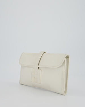 Hermès Jige Elan 29cm Clutch Bag in Blanc Evergrain Leather