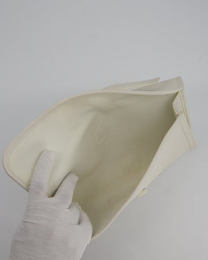 Hermès Jige Elan 29cm Clutch Bag in Blanc Evergrain Leather