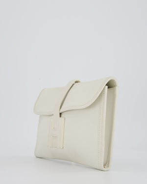 Hermès Jige Elan 29cm Clutch Bag in Blanc Evergrain Leather