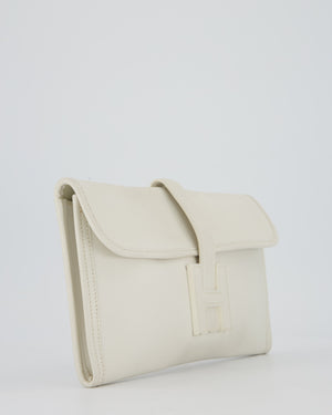Hermès Jige Elan 29cm Clutch Bag in Blanc Evergrain Leather
