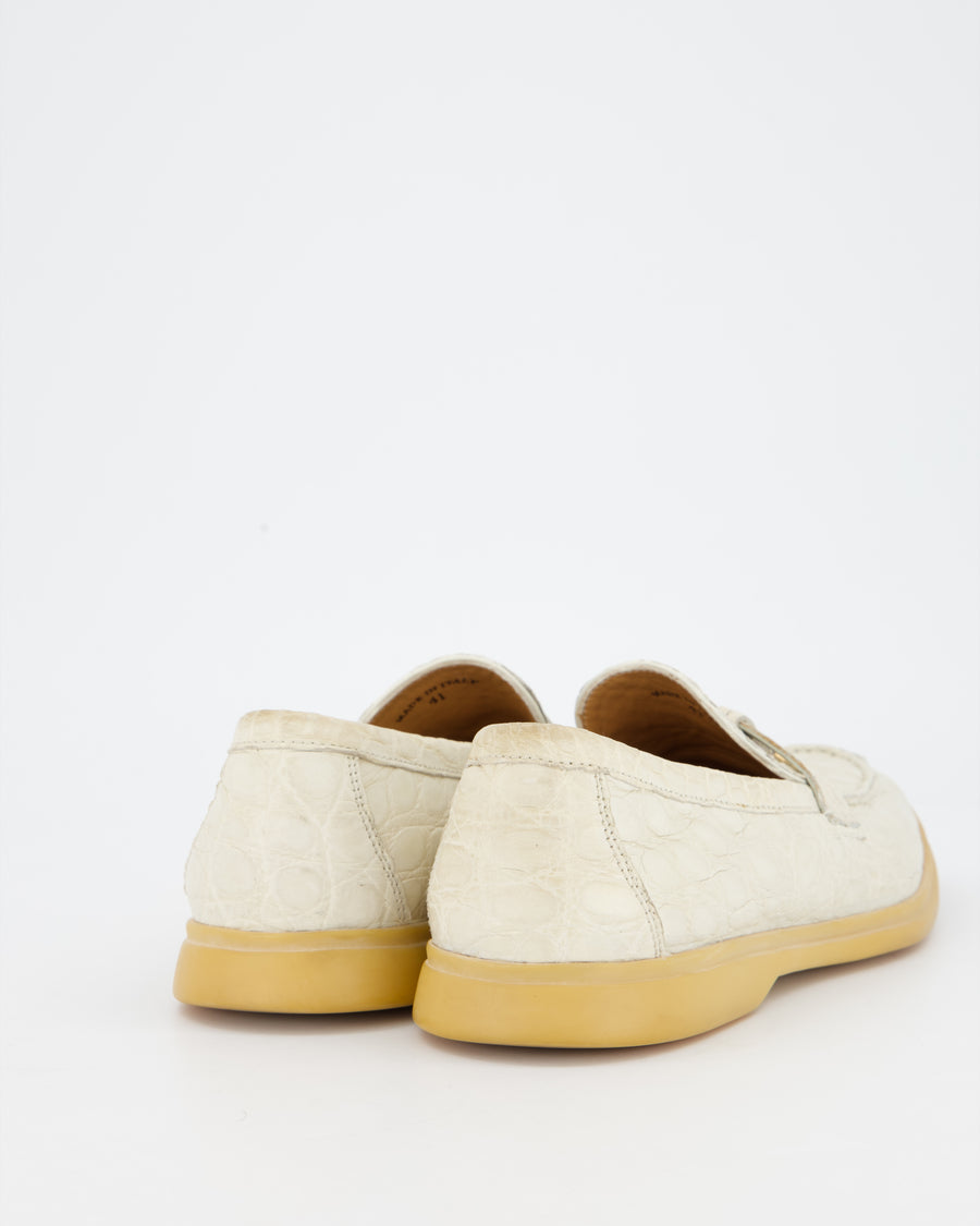 Loro Piana Beige Alligator Summer Charm Walk Size EU 41