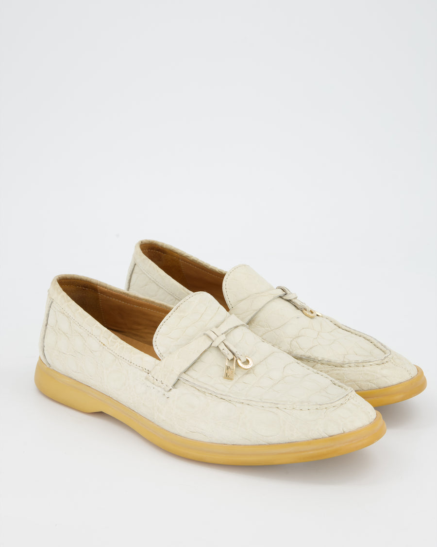 Loro Piana Beige Alligator Summer Charm Walk Size EU 41