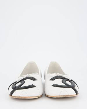Chanel by Matthieu Blazy White Cambon CC Quilted Flat Ballet Pumps Size EU 40.5C
