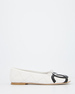 Chanel by Matthieu Blazy White Cambon CC Quilted Flat Ballet Pumps Size EU 40.5C