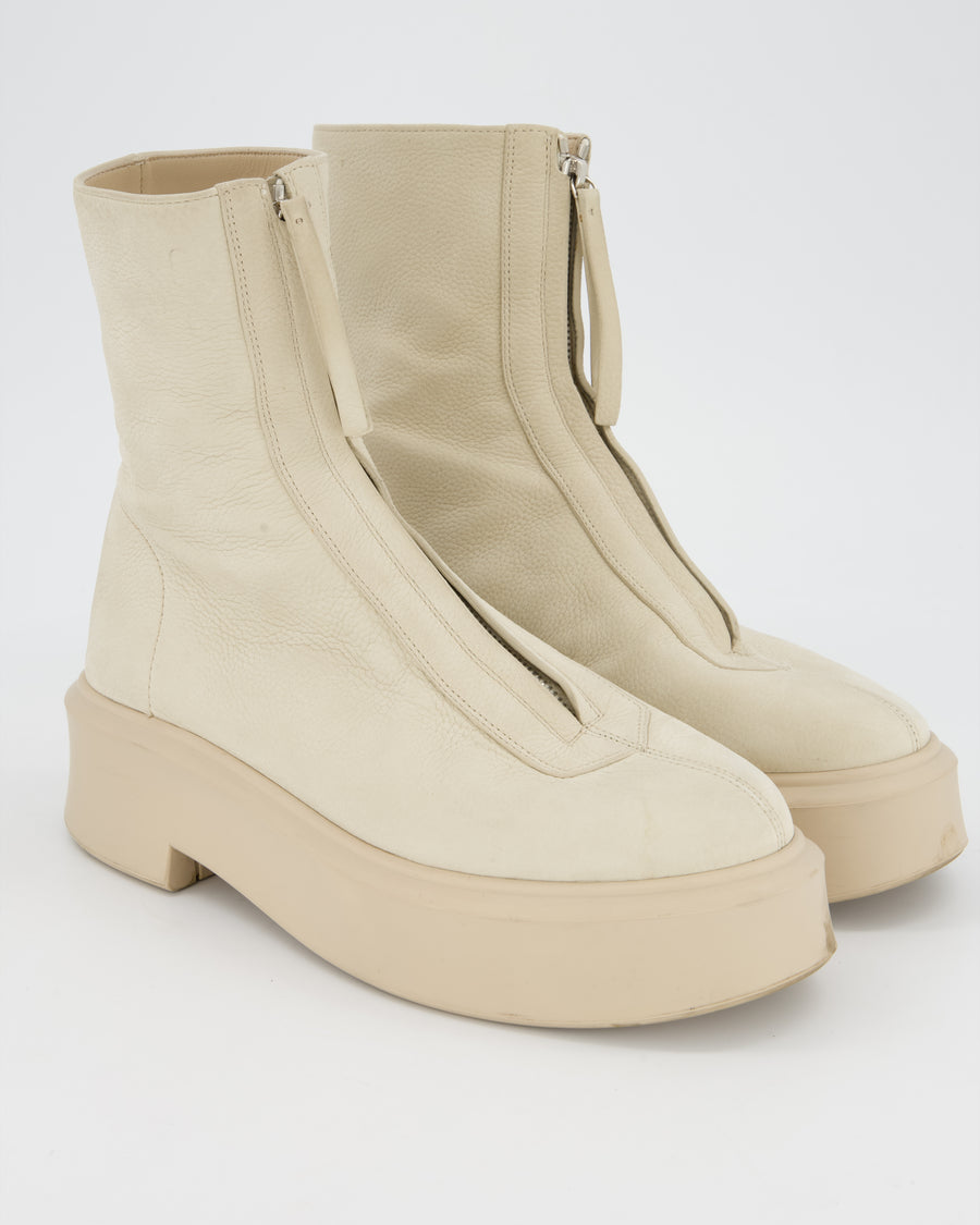 The Row Beige Zipped Platform Boots Size EU 40