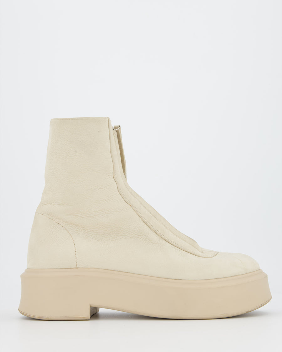 The Row Beige Zipped Platform Boots Size EU 40