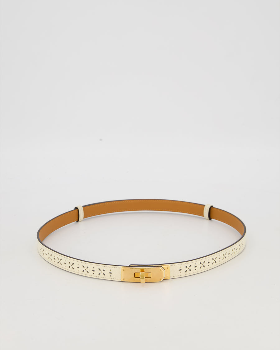 Hermès Kelly Garden Party Belt in Craie Epsom Leather with Rose Gold Hardware