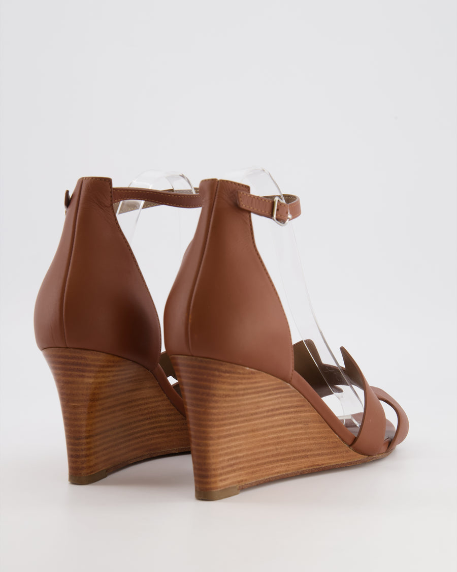 Hermès Legend Wedge Sandals in Gold Smooth Calf Leather Size EU 41 RRP £830