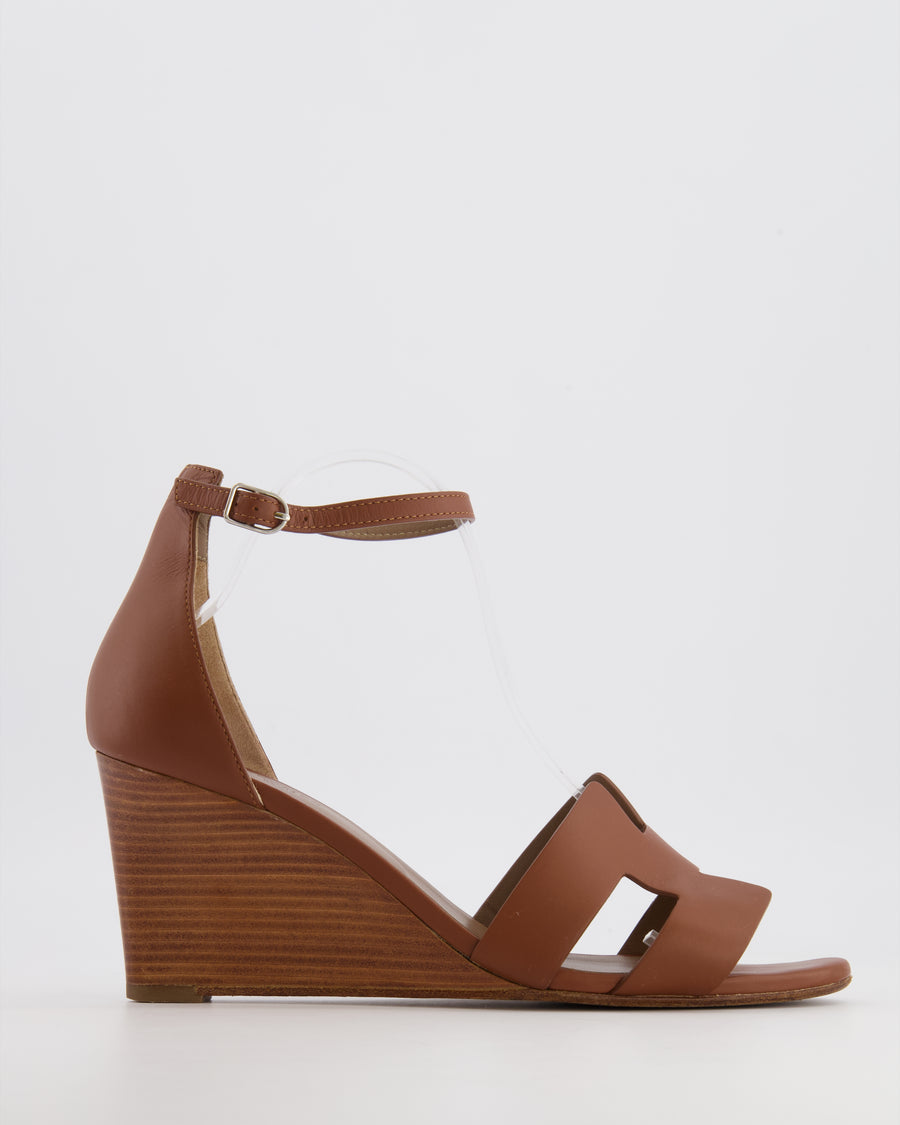 Hermès Legend Wedge Sandals in Gold Smooth Calf Leather Size EU 41 RRP £830