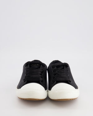 Christian Dior Black Satin Lucky Trainers with Gold Logo Detail Size EU 40.5