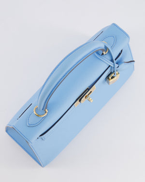 *VERY RARE* Hermès HSS Kelly 25 Sellier Bag in Bleu Celeste Epsom Leather with Bleu Jean Contrast Stitching and Permabrass Hardware&nbsp;